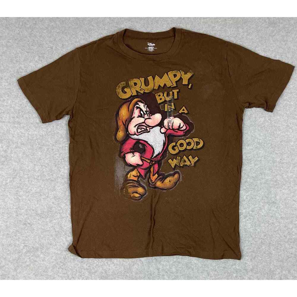 Disney Snow White T Shirt M Brown 7 Dwarves Grumpy in a Good Way